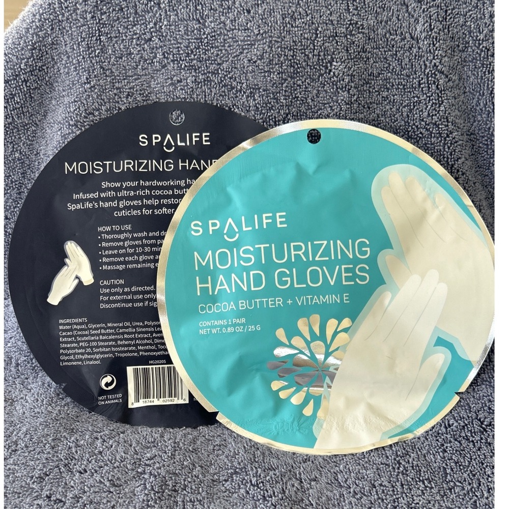 SpaLife Moisturizing Hand Gloves Cocoa Butter Vitamin E New X2